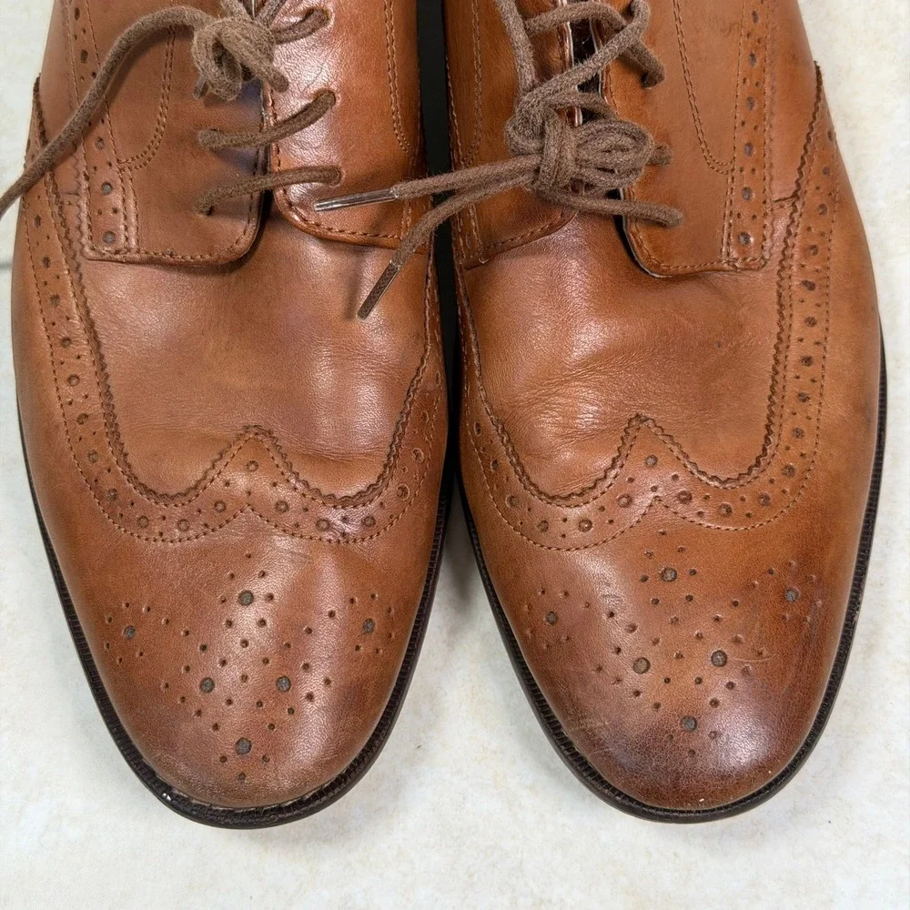 Florsheim Wingtip Oxford Mens 10 D Brown Leather Brogue Dress Shoes 11737-257
